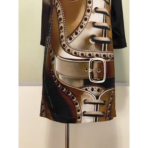 Mary Katrantzou NWT! Brown Brogue Dress IT40 - Picture 3 of 9
